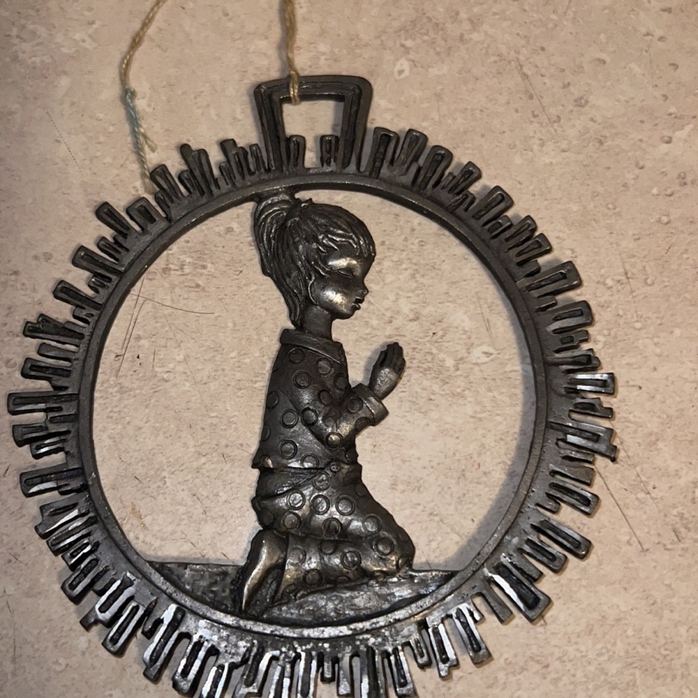 Pewter Praying girl Ornament 4"